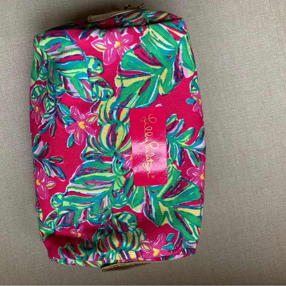Lilly Pulitzer Pink and Green Floral Cosmetic Bag